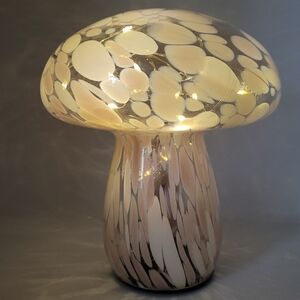 Home Decor Blush Pink & White Confetti Deco Glass Mushroom Lamp Light Up 6